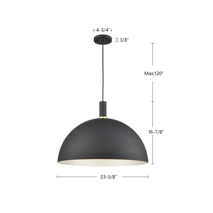 Kuzco Lighting 492324-BK/GD One Light Pendant, Black With Gold Detail