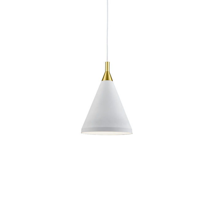 Kuzco Lighting 492710-WH/GD One Light Pendant, White With Gold Detail