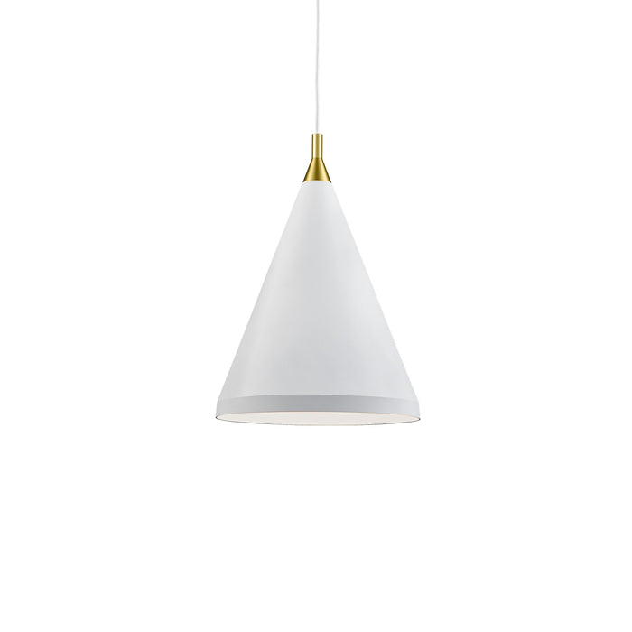 Kuzco Lighting 492716-WH/GD One Light Pendant, White With Gold Detail