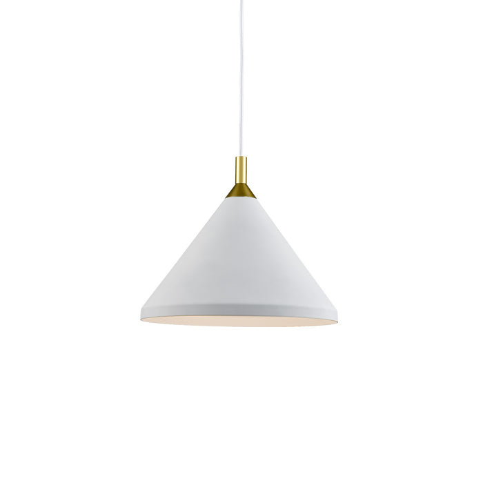 Kuzco Lighting 492814-WH/GD One Light Pendant, White With Gold Detail