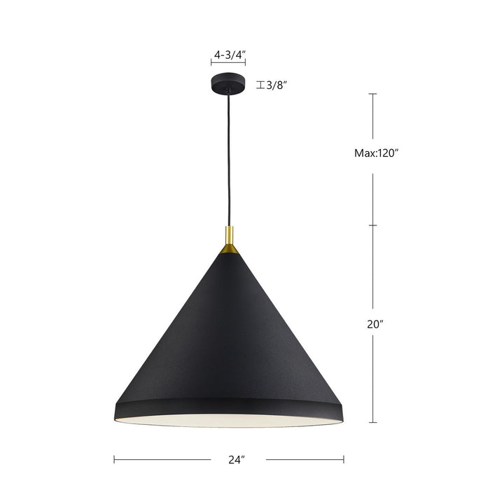 Kuzco Lighting 492824-BK/GD One Light Pendant, Black With Gold Detail