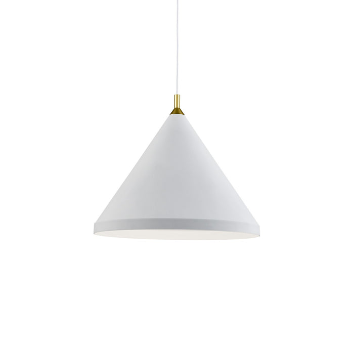 Kuzco Lighting 492824-WH/GD One Light Pendant, White With Gold Detail