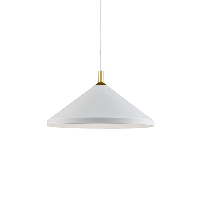 Kuzco Lighting 493118-WH/GD One Light Pendant, White With Gold Detail