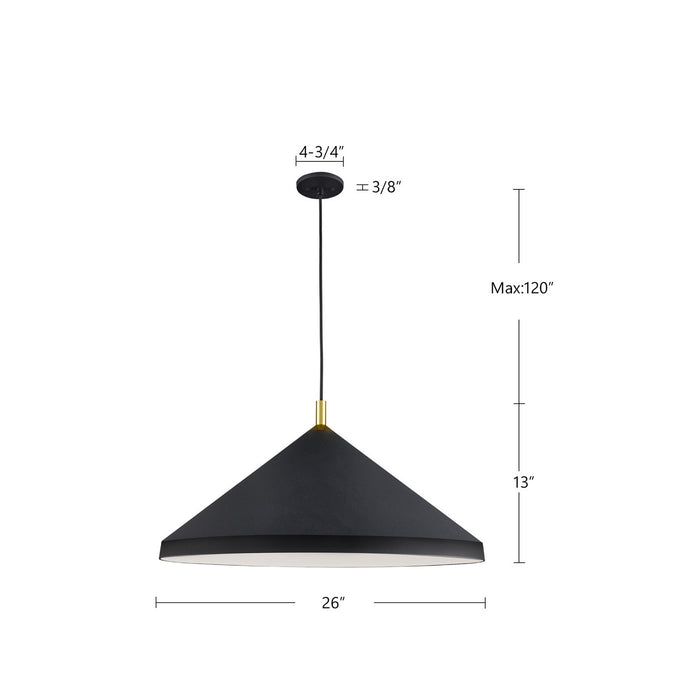 Kuzco Lighting 493126-BK/GD One Light Pendant, Black With Gold Detail