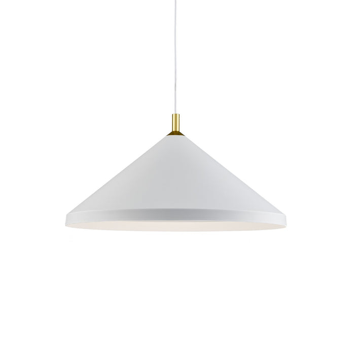 Kuzco Lighting 493126-WH/GD One Light Pendant, White With Gold Detail