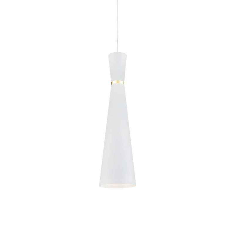 Kuzco Lighting 493206-WH/GD One Light Pendant, White With Gold Detail