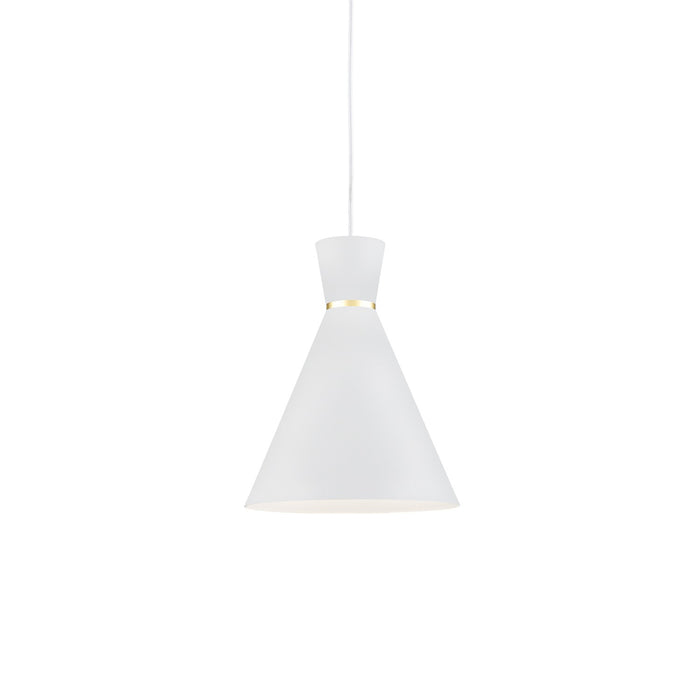 Kuzco Lighting 493210-WH/GD One Light Pendant, White With Gold Detail