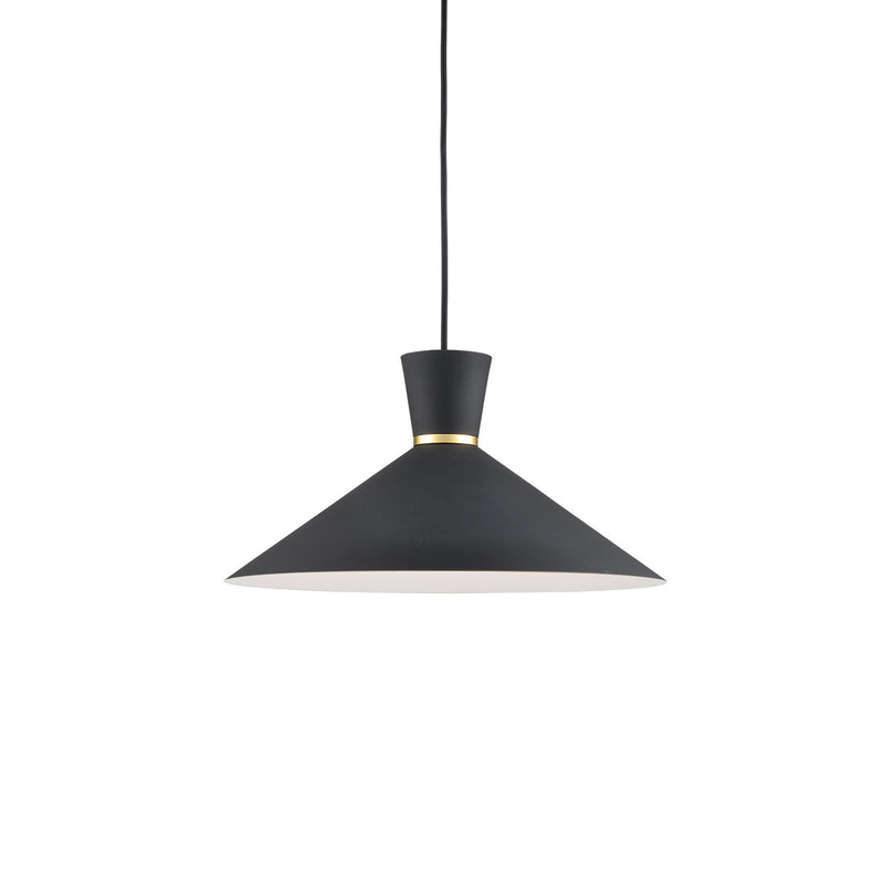 Kuzco Lighting 493216-BK/GD One Light Pendant, Black With Gold Detail