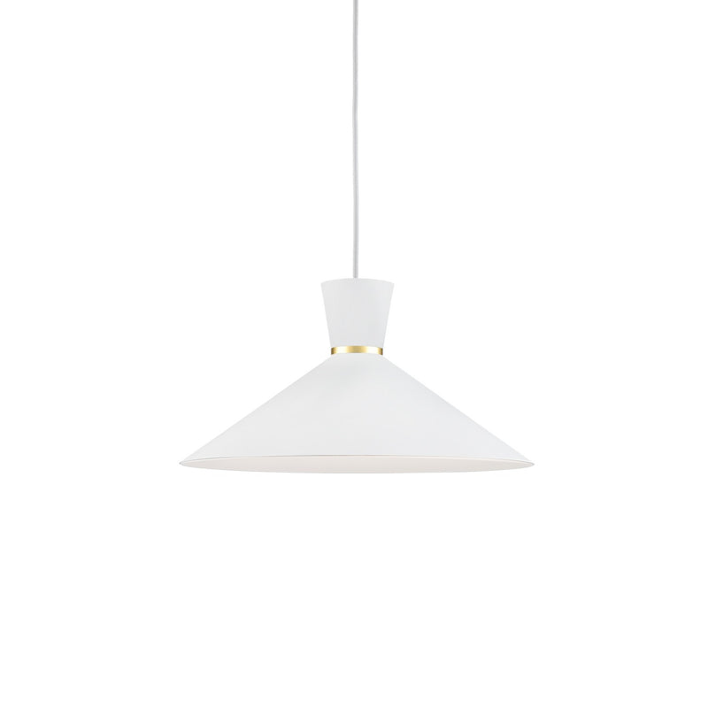 Kuzco Lighting 493216-WH/GD One Light Pendant, White With Gold Detail