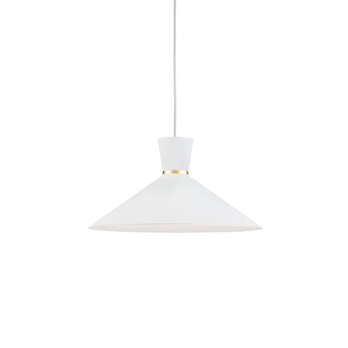 Kuzco Lighting 493216-WH/GD One Light Pendant, White With Gold Detail