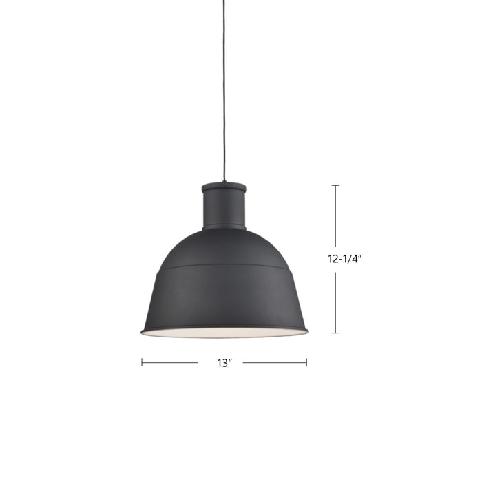 Kuzco Lighting 493513-BK One Light Pendant, Black