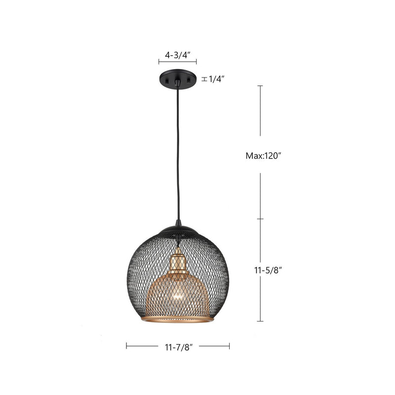 Kuzco Lighting 494412-BK/GD One Light Pendant, Black/Gold