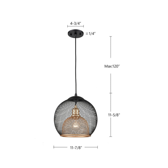 Kuzco Lighting 494412-BK/GD One Light Pendant, Black/Gold