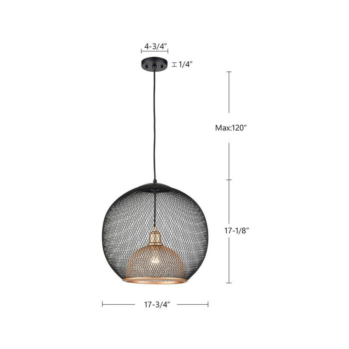 Kuzco Lighting 494418-BK/GD One Light Pendant, Black/Gold