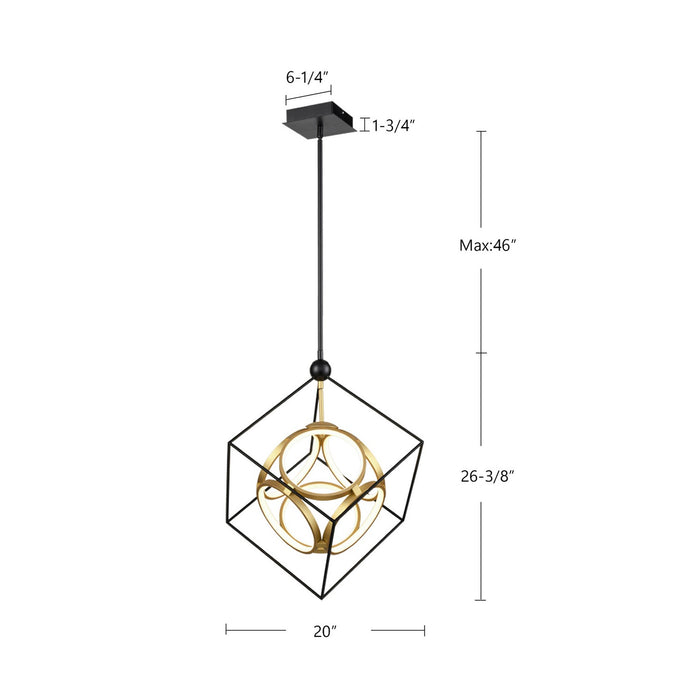 Kuzco Lighting CH19220-BK/AN LED Chandelier, Black/Antique Brass