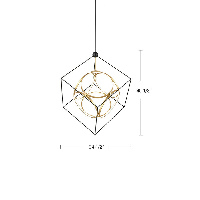 Kuzco Lighting CH19234-BK/AN LED Chandelier, Black/Antique Brass