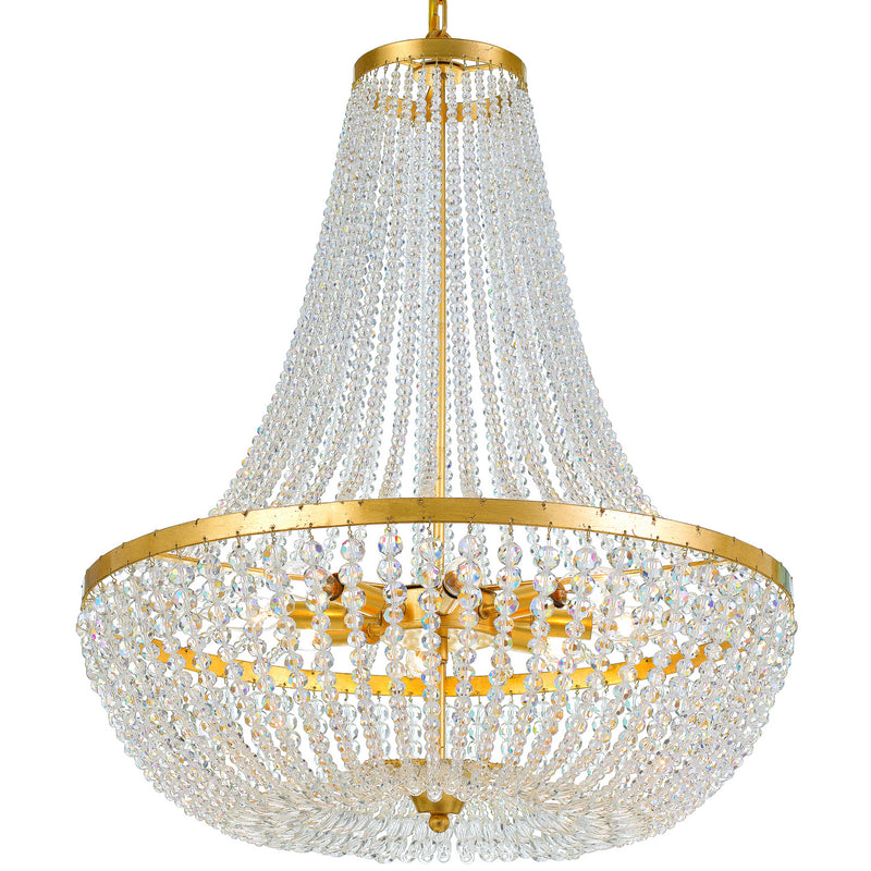 Crystorama 609-GA Eight Light Chandelier, Antique Gold