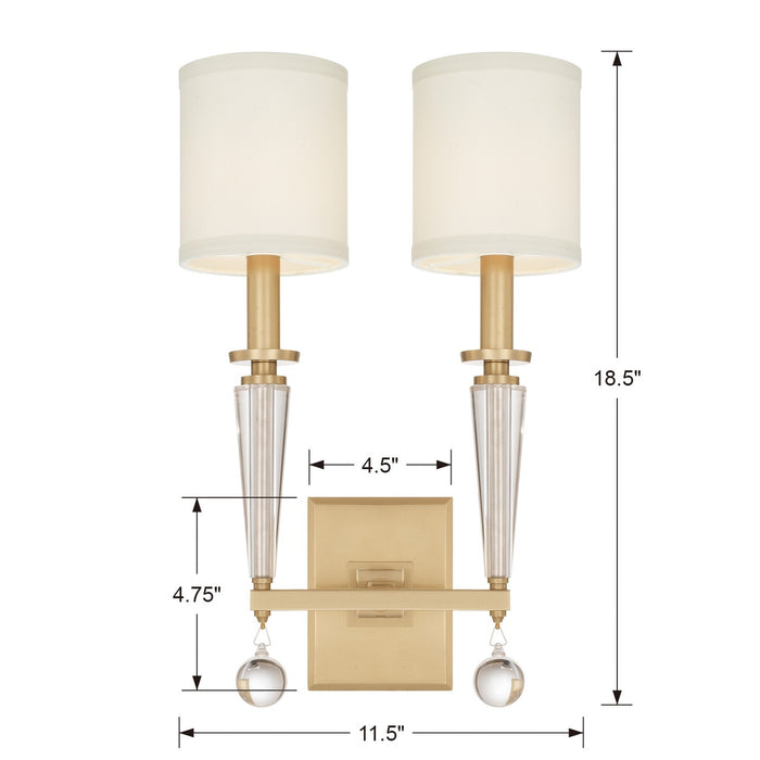 Crystorama 8102-AG Two Light Wall Sconce, Aged Brass