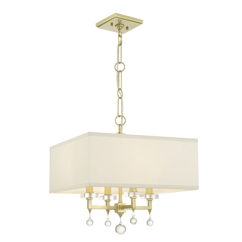 Crystorama 8105-AG Four Light Chandelier, Aged Brass
