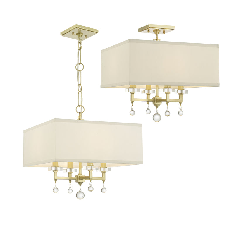 Crystorama 8105-AG_CEILING Four Light Semi Flush Mount, Aged Brass
