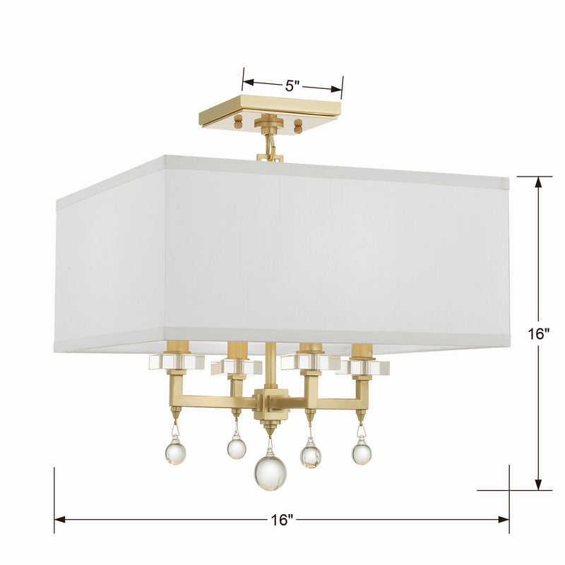Crystorama 8105-AG_CEILING Four Light Semi Flush Mount, Aged Brass