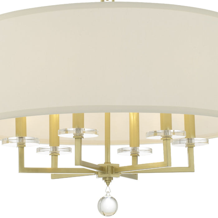 Crystorama 8116-AG Six Light Chandelier, Aged Brass