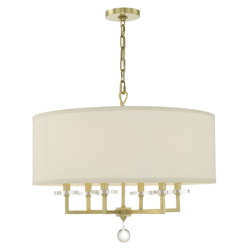 Crystorama 8116-AG Six Light Chandelier, Aged Brass