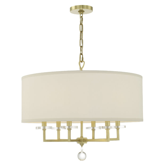 Crystorama 8116-AG Six Light Chandelier, Aged Brass