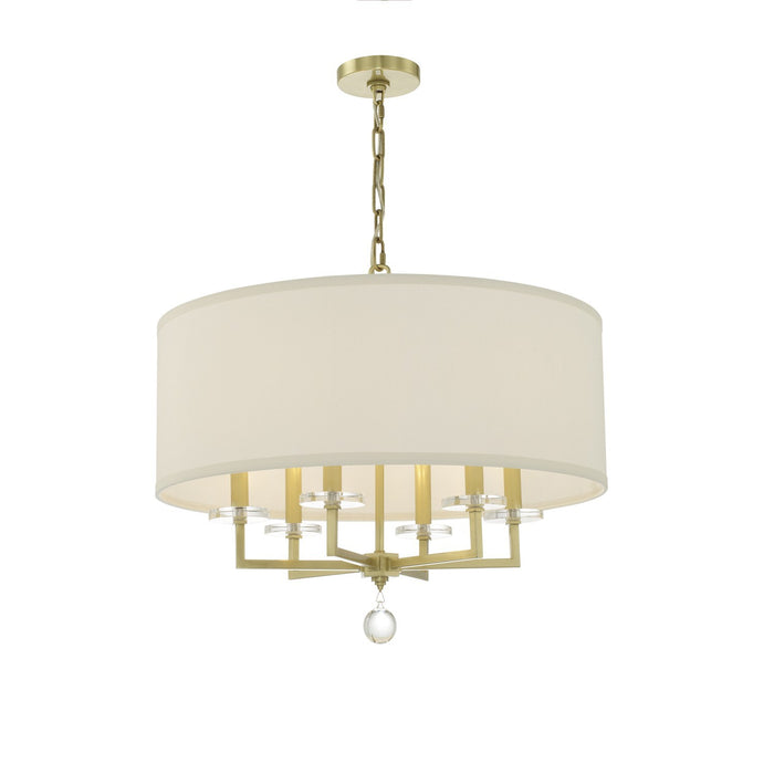 Crystorama 8116-AG Six Light Chandelier, Aged Brass