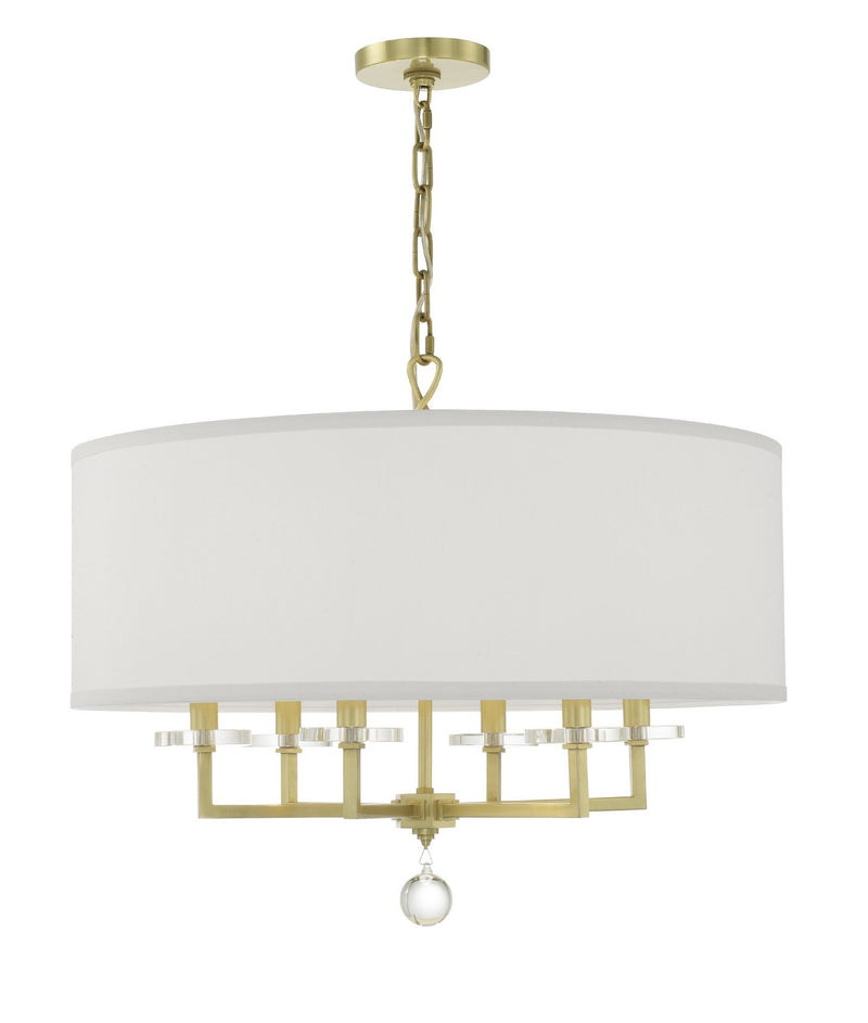 Crystorama 8116-AG Six Light Chandelier, Aged Brass
