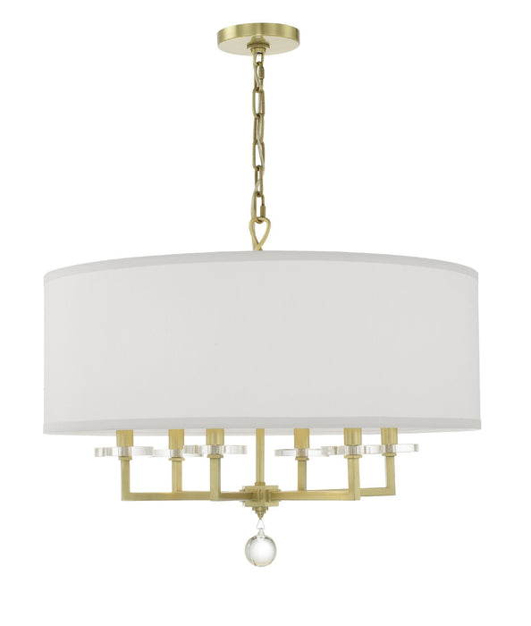Crystorama 8116-AG Six Light Chandelier, Aged Brass