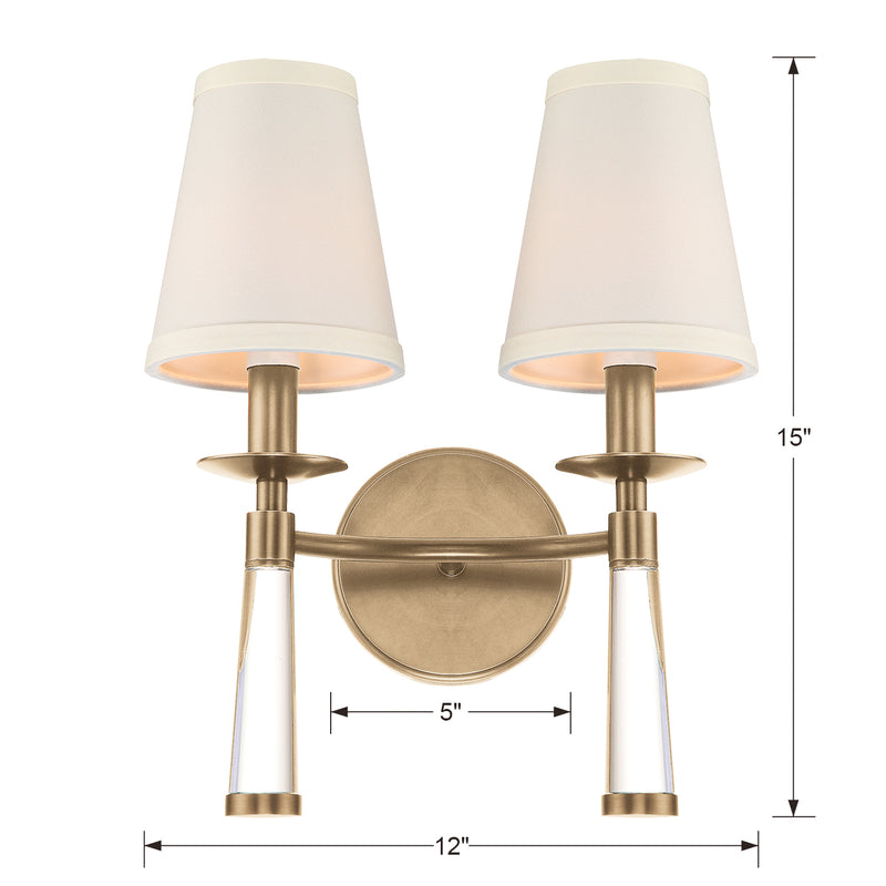 Crystorama 8862-AG Two Light Wall Sconce, Aged Brass