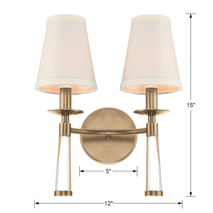 Crystorama 8862-AG Two Light Wall Sconce, Aged Brass