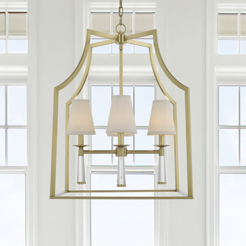 Crystorama 8864-AG Four Light Chandelier, Aged Brass