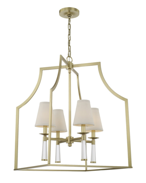Crystorama 8864-AG Four Light Chandelier, Aged Brass