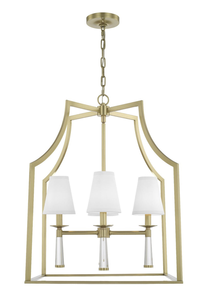 Crystorama 8864-AG Four Light Chandelier, Aged Brass