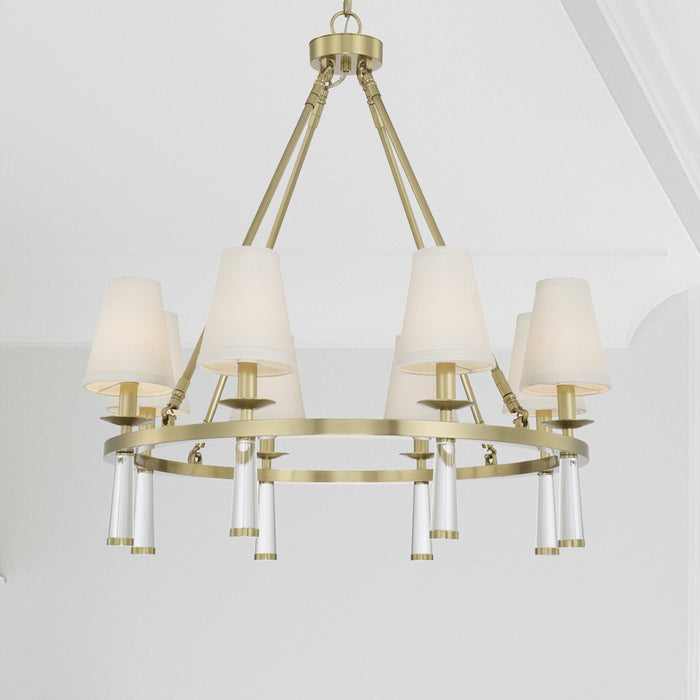 Crystorama 8867-AG Eight Light Chandelier, Aged Brass