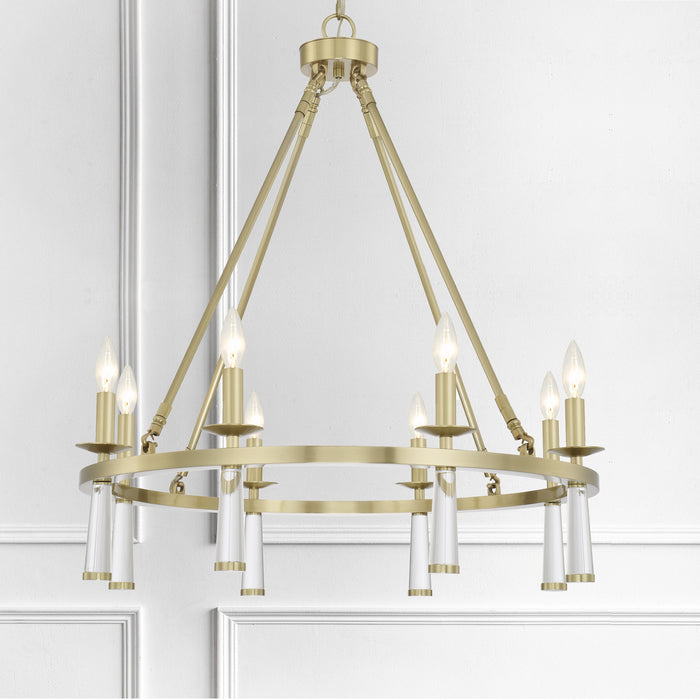 Crystorama 8867-AG Eight Light Chandelier, Aged Brass