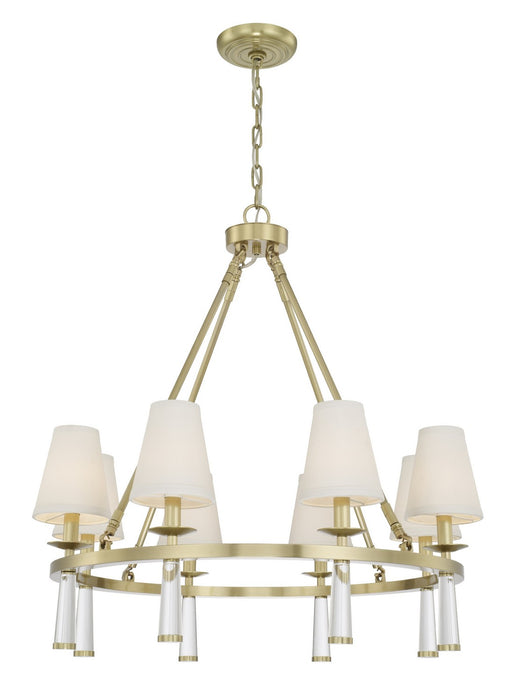 Crystorama 8867-AG Eight Light Chandelier, Aged Brass
