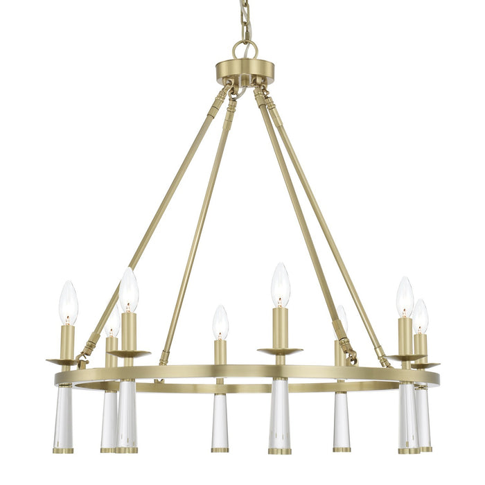 Crystorama 8867-AG Eight Light Chandelier, Aged Brass