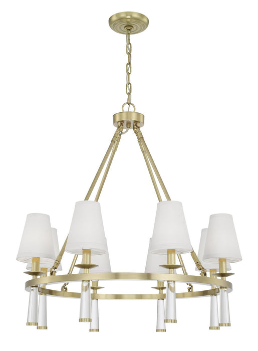 Crystorama 8867-AG Eight Light Chandelier, Aged Brass