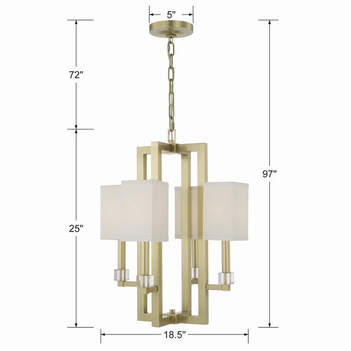 Crystorama 8884-AG Four Light Chandelier, Aged Brass