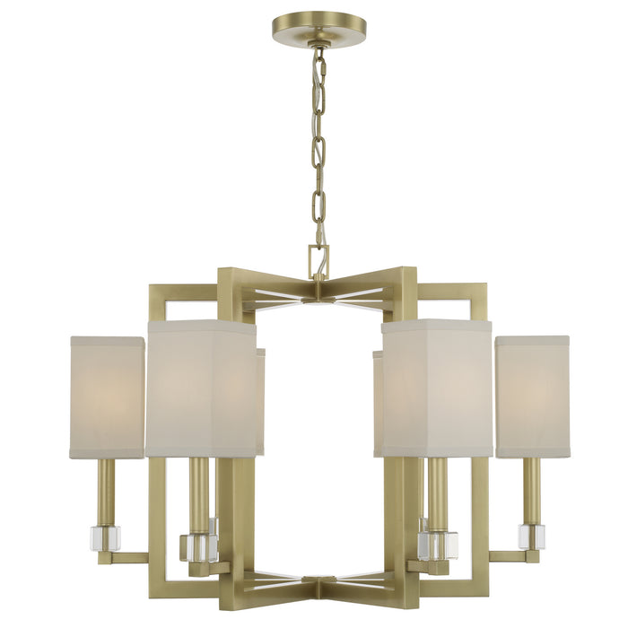 Crystorama 8886-AG Six Light Chandelier, Aged Brass