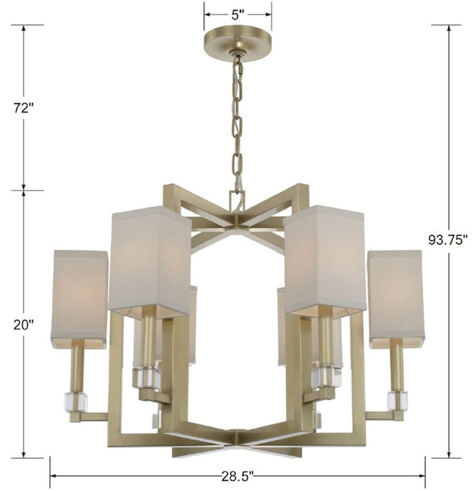 Crystorama 8886-AG Six Light Chandelier, Aged Brass