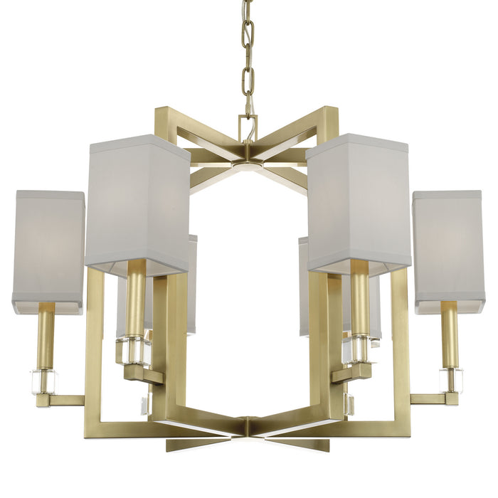 Crystorama 8886-AG Six Light Chandelier, Aged Brass