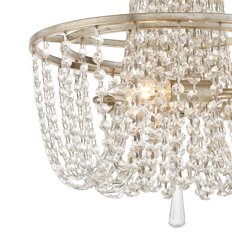 Crystorama ARC-1900-SA-CL-MWP Three Light Semi Flush Mount, Antique Silver