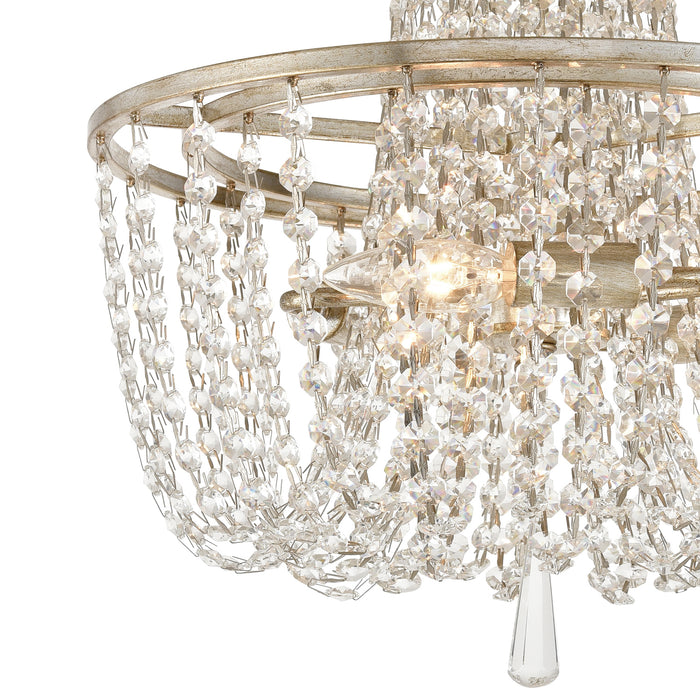 Crystorama ARC-1900-SA-CL-MWP Three Light Semi Flush Mount, Antique Silver