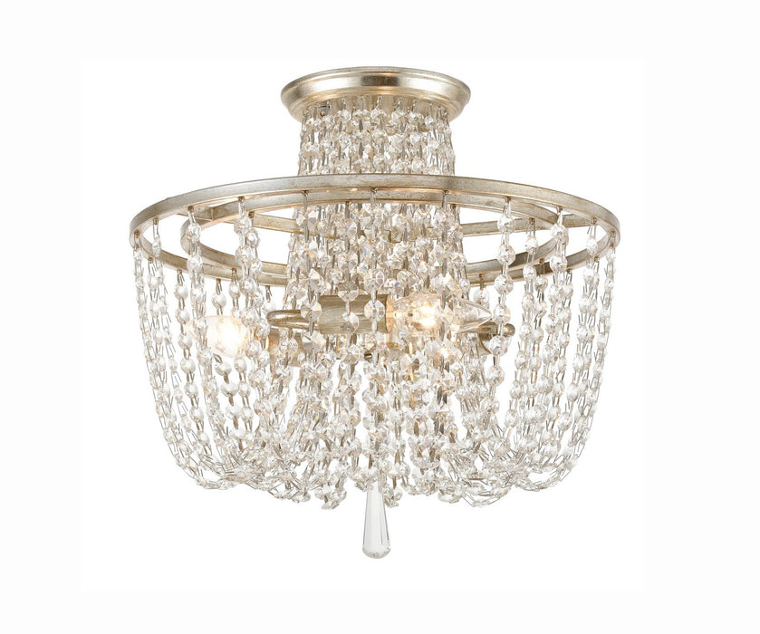 Crystorama ARC-1900-SA-CL-MWP Three Light Semi Flush Mount, Antique Silver