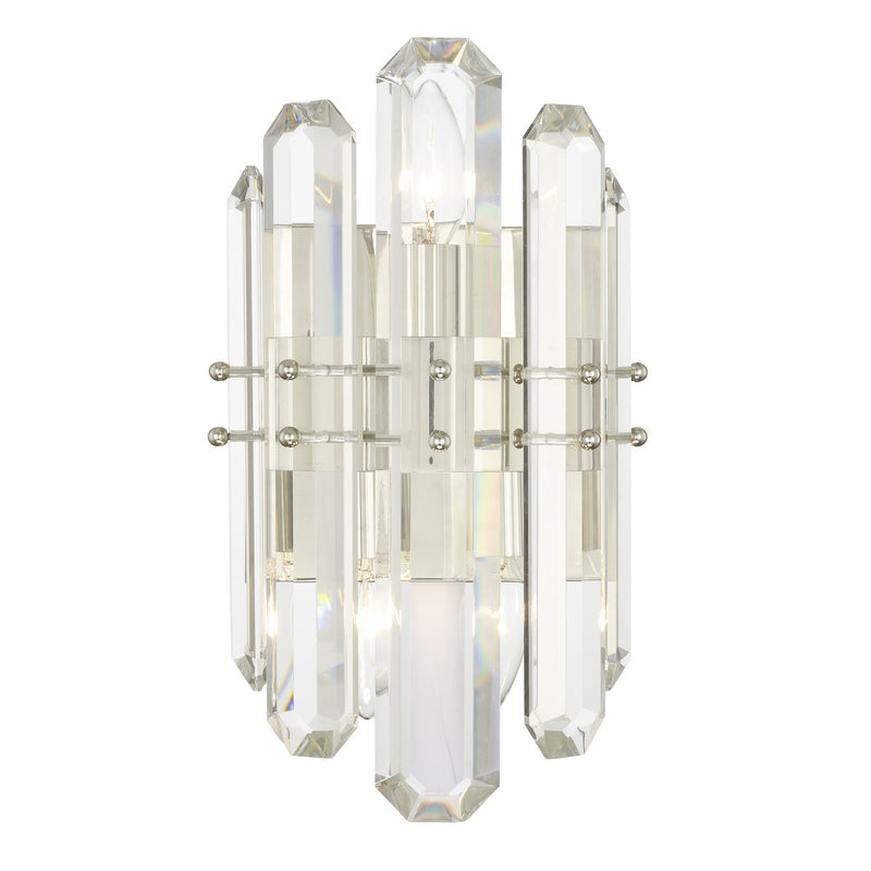 Crystorama BOL-8882-PN Two Light Wall Sconce, Polished Nickel