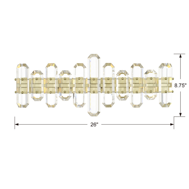 Crystorama BOL-8883-AG Three Light Bathroom Vanity, Aged Brass